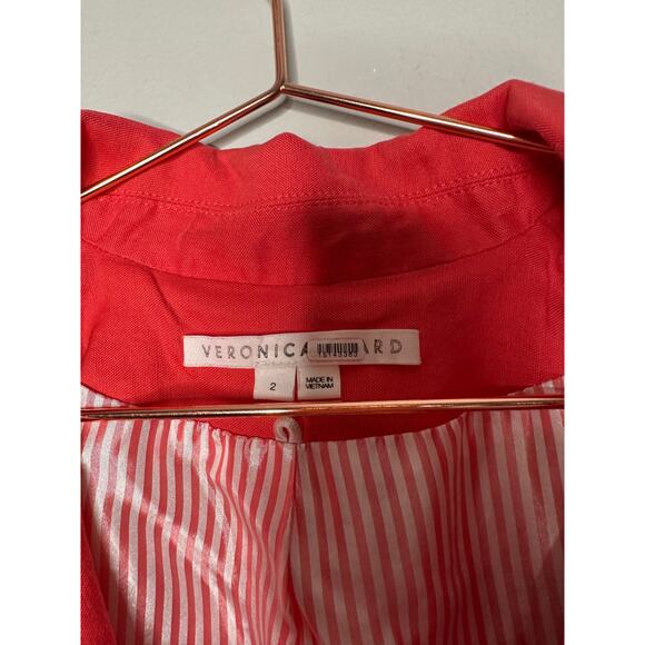 VERONICA BEARD Melon Red Linen Blend Sedgwick Dicky Jacket Blazer Size 2 - Picture 8 of 16
